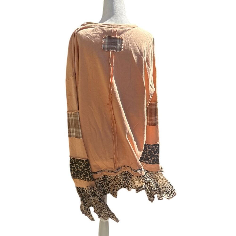 Upcycled Sage + Fig Peach Unique Patchwork Peace … - image 3